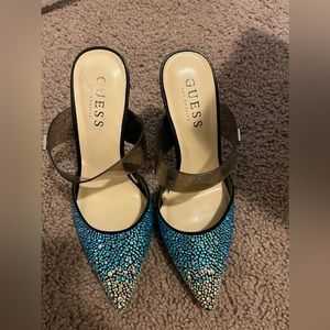 GUESS mermaid jeweled heels